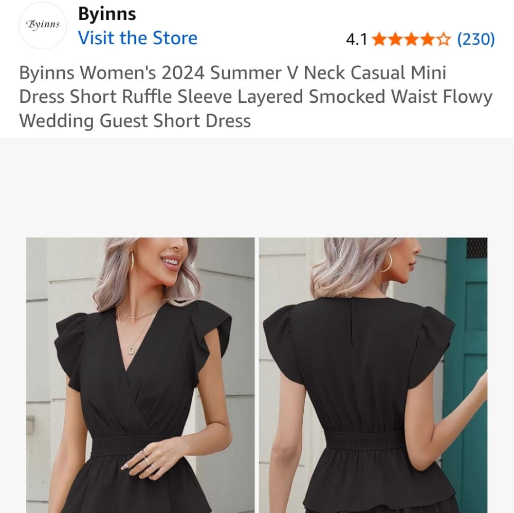 NWOT Fun Black Ruffle Dress - Picture 4 of 6